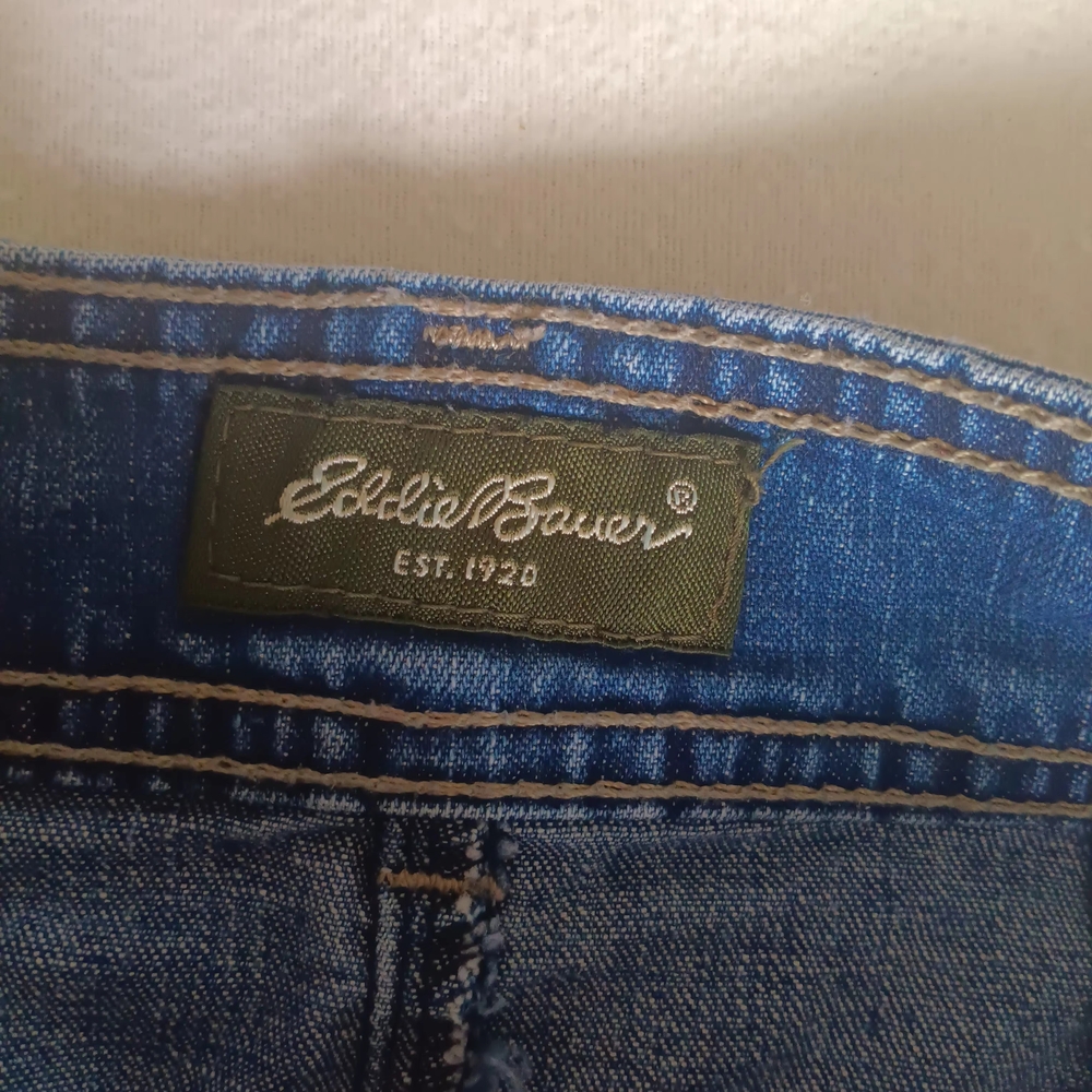 Eddie Bauer Zipper Pocket Denim Mini Skirt Size 6 Blue Casual Utility A Line - Picture 3 of 6